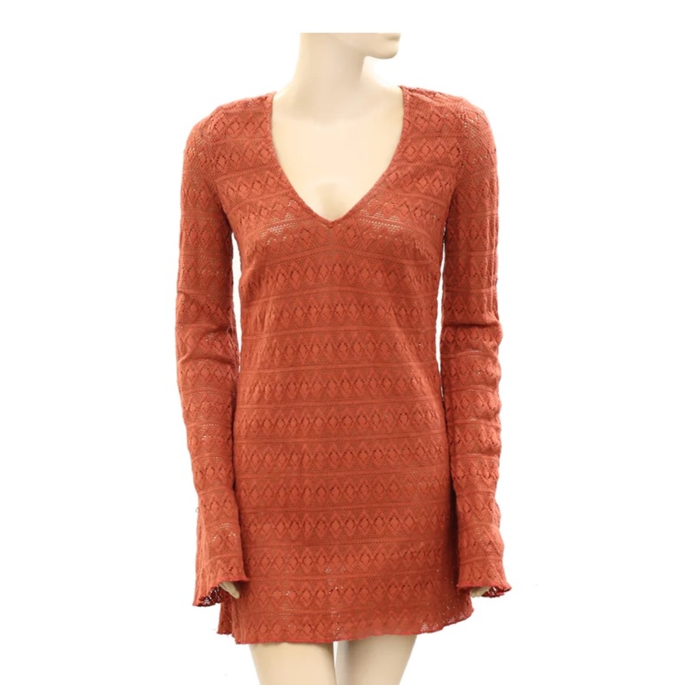 Free People Rust Crochet Lace Mini Dress